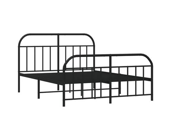 Cadru pat metalic cu tăblie de cap/picioare, negru, 180x200 cm, 5 image