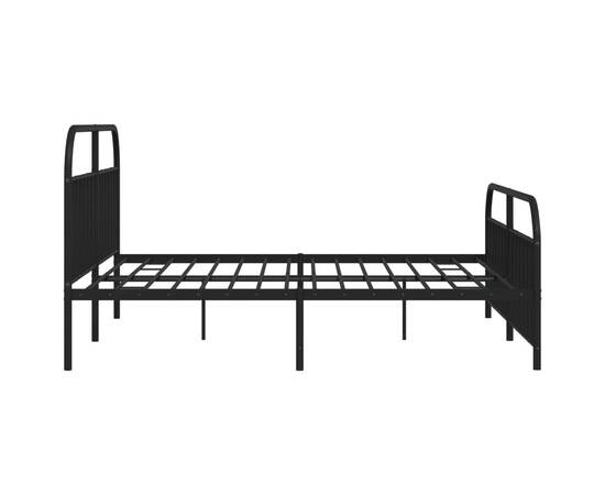 Cadru pat metalic cu tăblii de cap/picioare, negru, 200x200 cm, 7 image