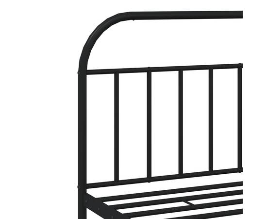 Cadru pat metalic cu tăblii de cap/picioare, negru, 200x200 cm, 9 image