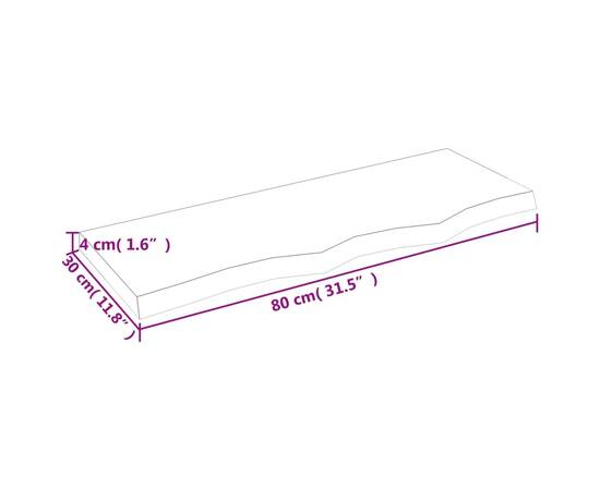 Poliță perete maro deschis 80x30x4 cm lemn masiv stejar tratat, 4 image