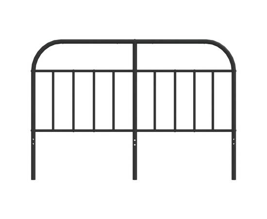 Tăblie de pat metalică, negru, 140 cm, 4 image