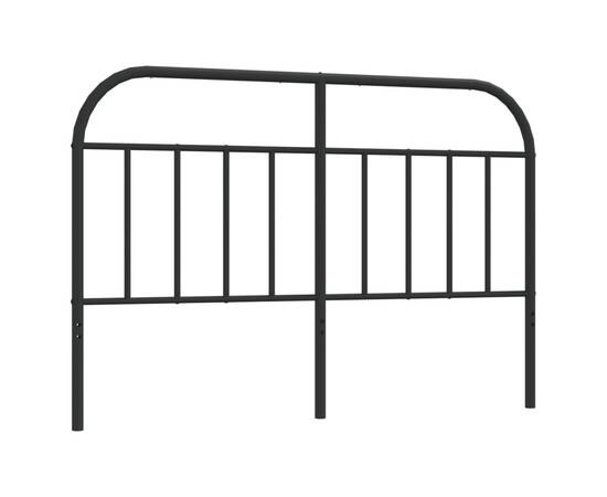 Tăblie de pat metalică, negru, 150 cm, 2 image