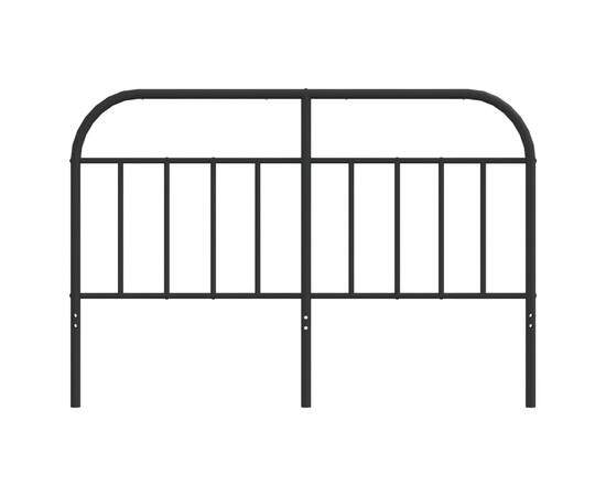 Tăblie de pat metalică, negru, 150 cm, 4 image