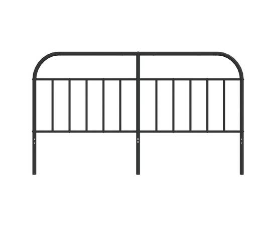 Tăblie de pat metalică, negru, 160 cm, 4 image