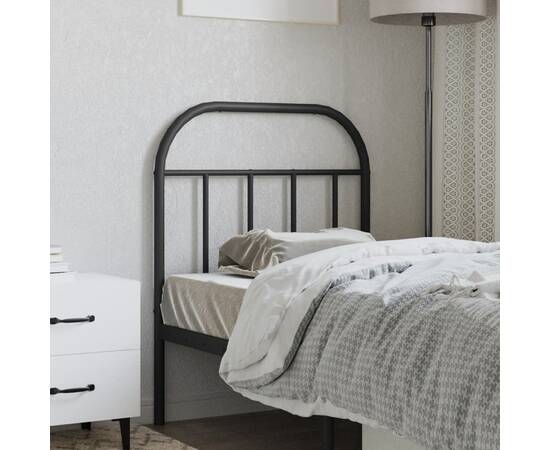 Tăblie de pat metalică, negru, 75 cm, 3 image