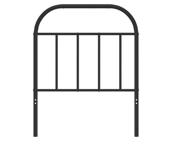 Tăblie de pat metalică, negru, 75 cm, 4 image