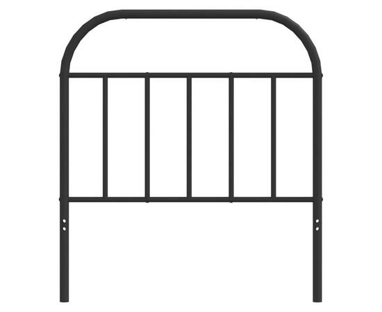 Tăblie de pat metalică, negru, 90 cm, 4 image