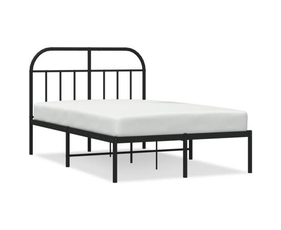 Cadru de pat metalic cu tăblie, negru, 120x190 cm, 2 image