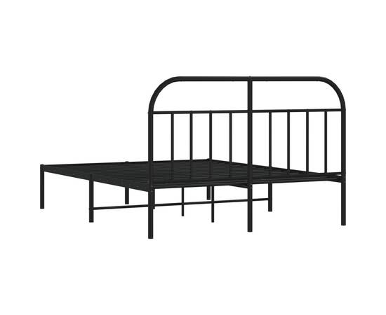Cadru de pat metalic cu tăblie, negru, 135x190 cm, 8 image