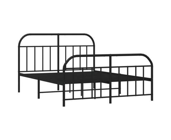 Cadru pat metalic cu tăblie de cap/picioare, negru, 135x190 cm, 5 image