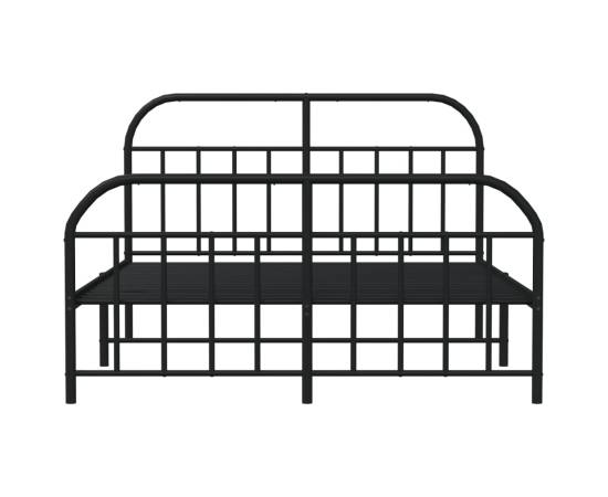 Cadru pat metalic cu tăblie de cap/picioare, negru, 135x190 cm, 6 image