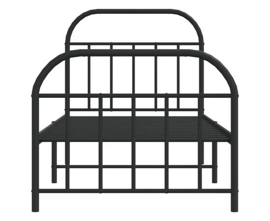Cadru pat metalic cu tăblii de cap/picioare, negru, 80x200 cm, 6 image