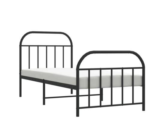 Cadru pat metalic cu tăblii de cap/picioare, negru, 80x200 cm, 4 image