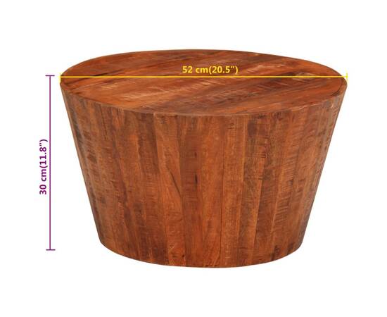 Măsuță de cafea, Ø 52x30 cm, lemn masiv de mango brut, 7 image