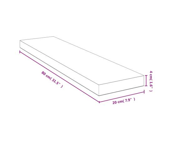 Raft de perete, 80x20x4 cm, bambus, 4 image