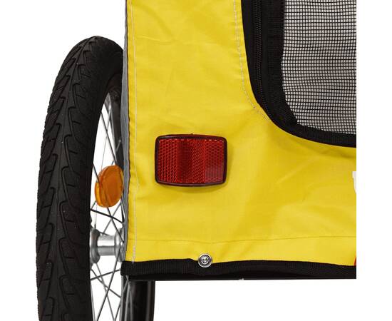 Remorcă bicicletă pentru câini galben&gri țesătură oxford&fier, 8 image