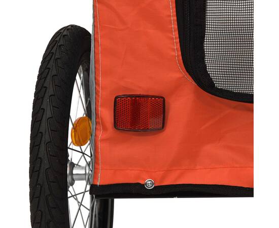 Remorcă de bicicletă câini portocaliu&gri textil oxford&fier, 8 image