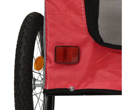 Remorcă de bicicletă pentru câini, roșu&gri, textil oxford&fier, 8 image
