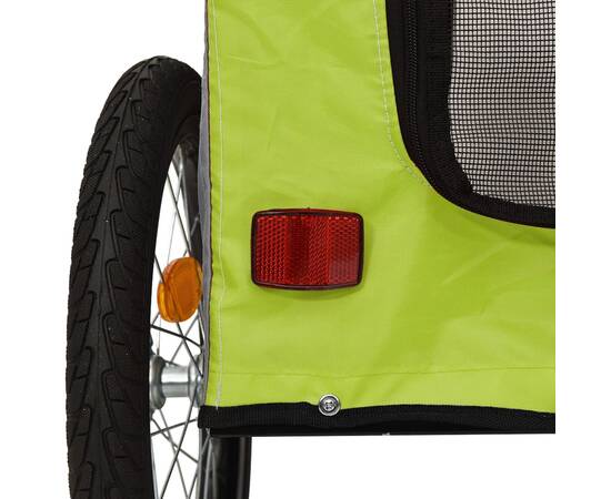 Remorcă de bicicletă pentru câini, verde, textil oxford și fier, 8 image