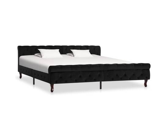 Cadru de pat, negru, 200 x 200 cm, catifea