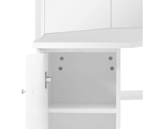 Masă de toaletă colțar, masă pentru machiaj și cosmetice, alb, 8 image