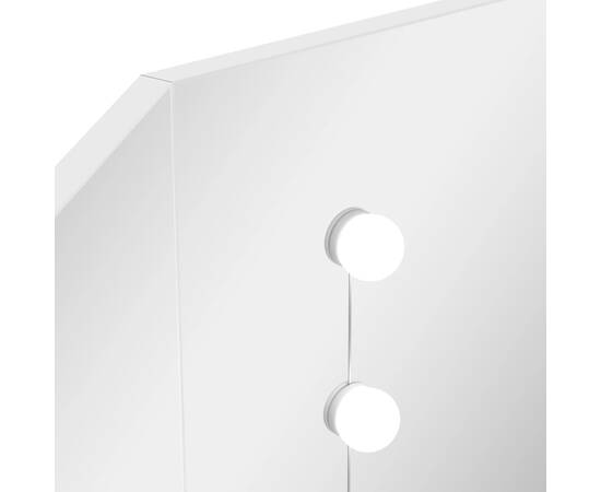 Masă pentru machiaj de colț cu lumini led, alb, 11 image