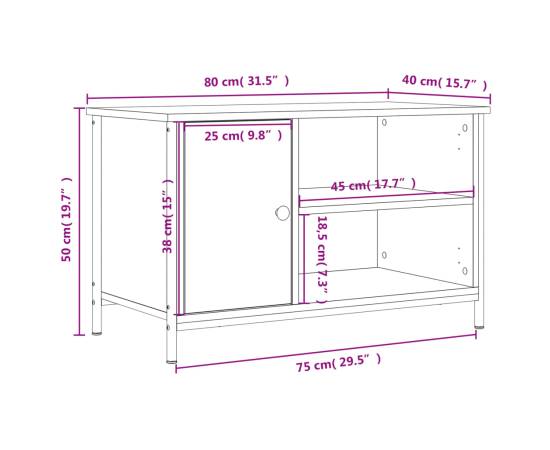 Comodă tv, stejar maro, 80x40x50 cm, lemn prelucrat, 11 image