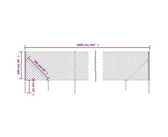 Gard plasă de sârmă cu țăruși de fixare, antracit 1x10 m, 5 image