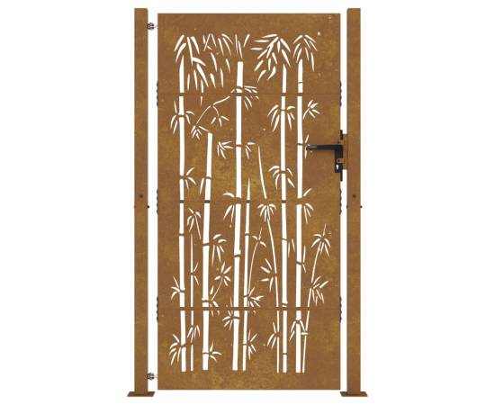 Poartă pentru grădină, 105x180 cm, oțel corten, model bambus, 4 image