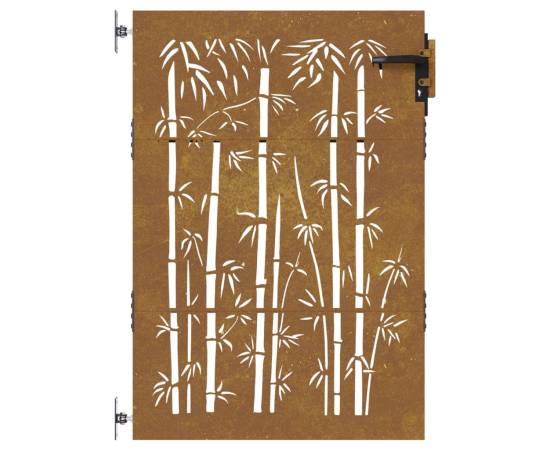 Poartă pentru grădină, 85x150 cm, oțel corten, model bambus, 4 image