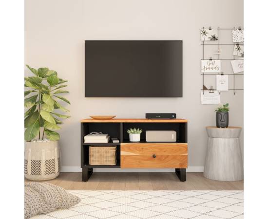 Comodă tv, 80x33x46 cm, lemn masiv de acacia & lemn compozit