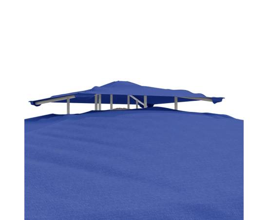 Foișor cu acoperiș dublu, albastru, 3x3x2,68 m, material textil, 8 image
