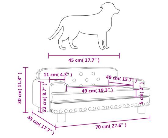 Pat de câini, cappuccino, 70x45x30 cm, piele ecologică, 7 image