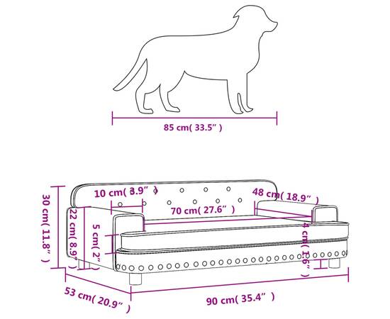Pat de câini, cappuccino, 90x53x30 cm, piele ecologică, 7 image