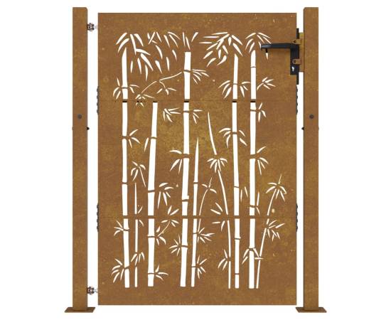 Poartă pentru grădină, 105x155 cm, oțel corten, model bambus, 4 image