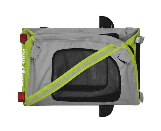 Remorcă de bicicletă pentru câini, verde, textil oxford și fier, 7 image