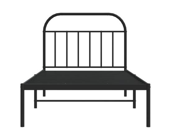 Cadru de pat din metal cu tăblie, negru, 107x203 cm, 6 image
