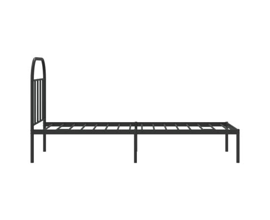 Cadru de pat metalic cu tăblie, negru, 75x190 cm, 7 image