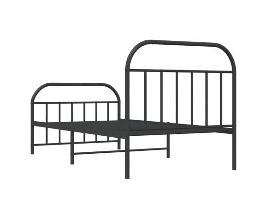 Cadru pat metalic cu tăblii de cap/picioare, negru, 100x190 cm, 8 image