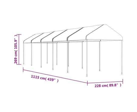 Foișor cu acoperiș, alb, 11,15x2,28x2,69 m, polietilenă, 5 image