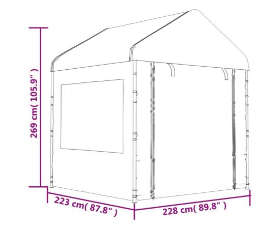 Foișor cu acoperiș, alb, 11,15x2,28x2,69 m, polietilenă, 8 image