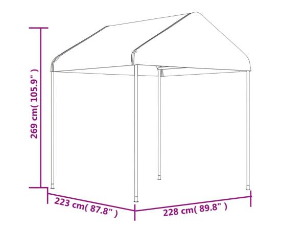Foișor cu acoperiș, alb, 11,15x2,28x2,69 m, polietilenă, 6 image