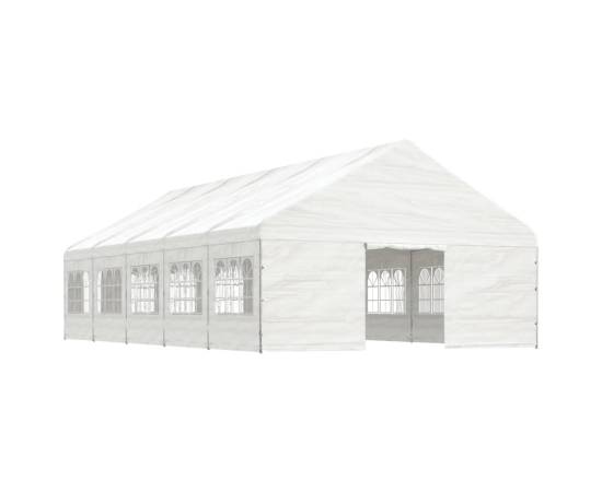 Foișor cu acoperiș, alb, 11,15x5,88x3,75 m, polietilenă, 2 image