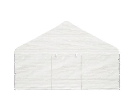 Foișor cu acoperiș, alb, 11,15x5,88x3,75 m, polietilenă, 5 image