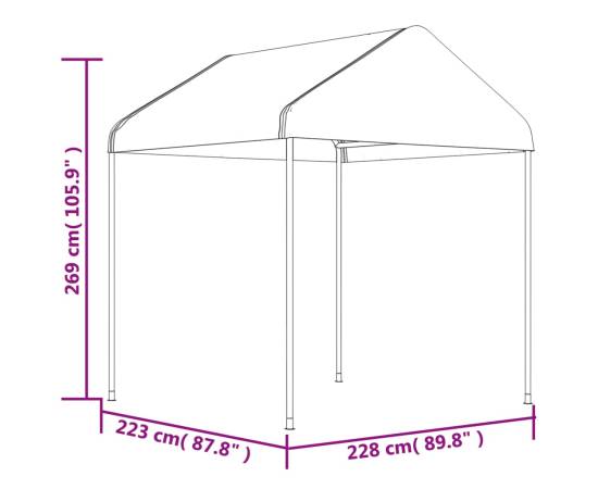 Foișor cu acoperiș, alb, 13,38x2,28x2,69 m, polietilenă, 6 image
