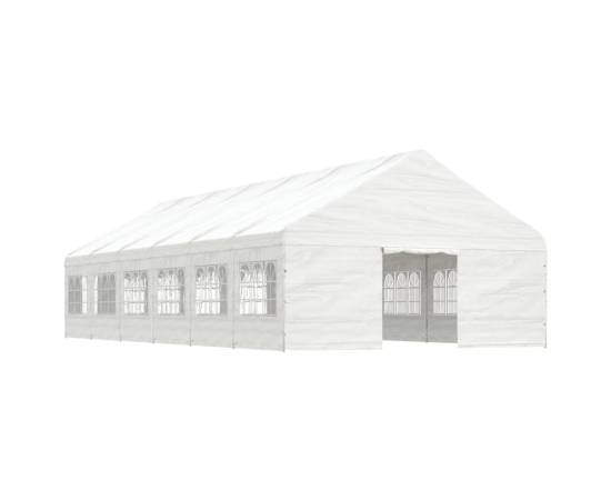 Foișor cu acoperiș, alb, 13,38x5,88x3,75 m, polietilenă