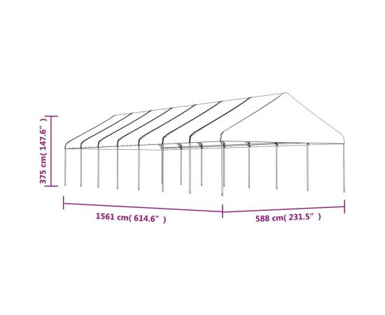Foișor cu acoperiș, alb, 15,61x5,88x3,75 m, polietilenă, 5 image