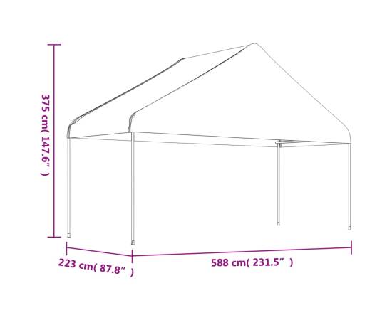 Foișor cu acoperiș, alb, 15,61x5,88x3,75 m, polietilenă, 6 image