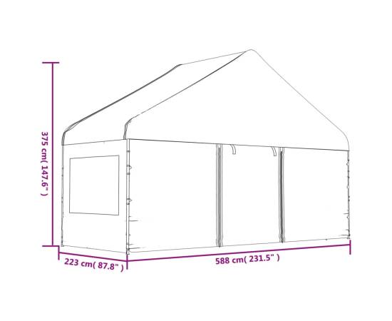 Foișor cu acoperiș, alb, 17,84x5,88x3,75 m, polietilenă, 9 image