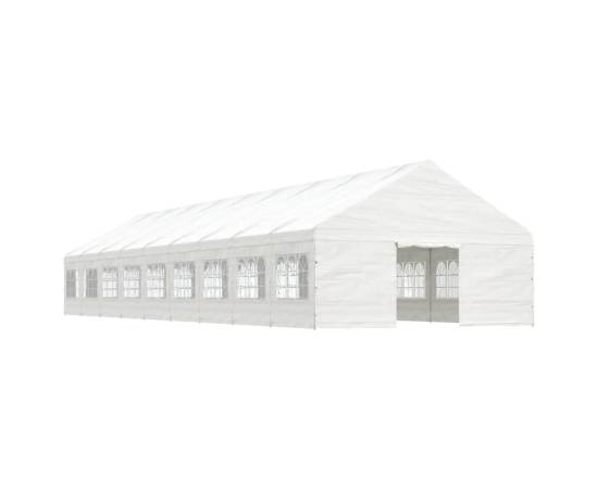 Foișor cu acoperiș, alb, 20,07x5,88x3,75 m, polietilenă, 2 image